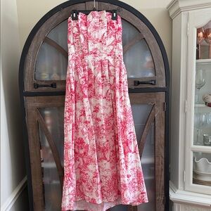 Entro Pink and White Strapless Dress